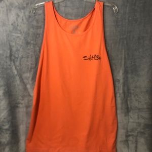 Salt Life Live Salty Men's LG Orange tank top W/ Crab Cracking Claws,
